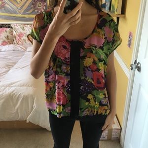 Semi sheer floral blouse
